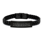 Physician Humor Gifts, Funny Quote Interlaced Leather Bracelet, Gifts from Friends or Family for Physician Birthday, Unique Medical Professional Accessories - Image 1